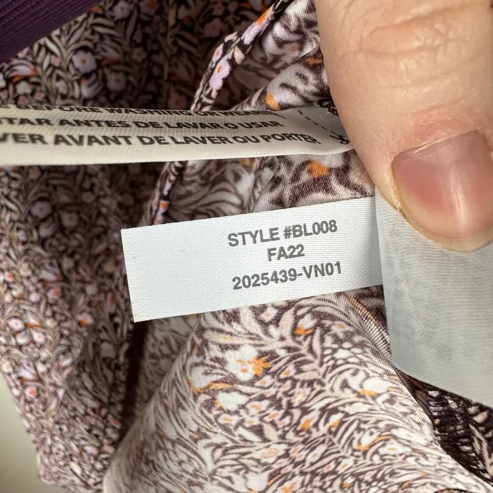 J Crew Womens Puff Sleeve Crepe Top in Floral Flourish Sz S | Feminine‎ Preppy